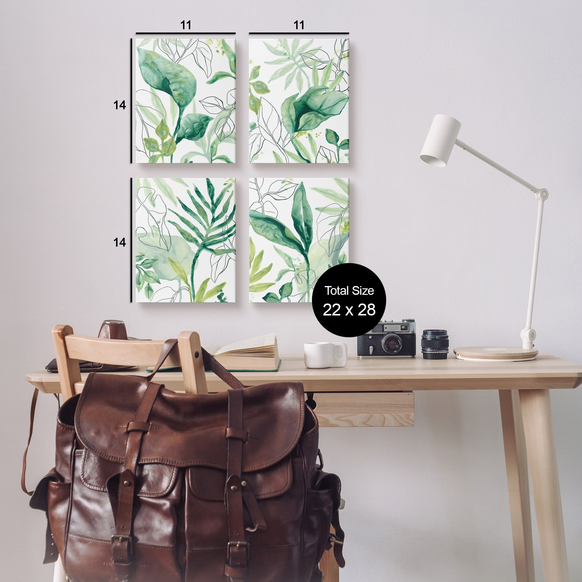 Stupell Industries Varied Green Tropical Plant Leaves Botanical & Floral Painting Gallery Wrapped Canvas Print Wall Art, Set of 4