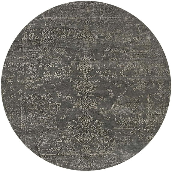 Ahgly Company Indoor Round Mid-Century Modern Taupe Brown Oriental Area Rugs, 6' Round