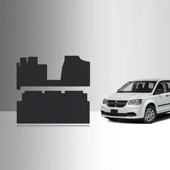 ToughPRO Front   2nd Row Mats Compatible with Dodge Grand Caravan 2019 - All Weather Heavy Duty (Made in USA) Black Rubber