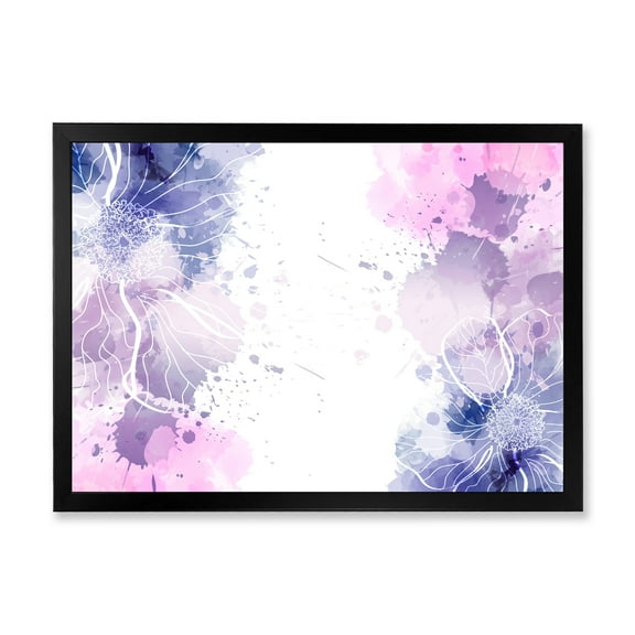Designart 'Pink and Purple Abstract With Colorful Splashes I' Modern Framed Art Print
