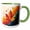 Green/White, variant on 3drose, Orange Maple Leaf, Curvy Colorful Waves. Allegory of Autumn, Gift, 11oz Magic Transforming Mug