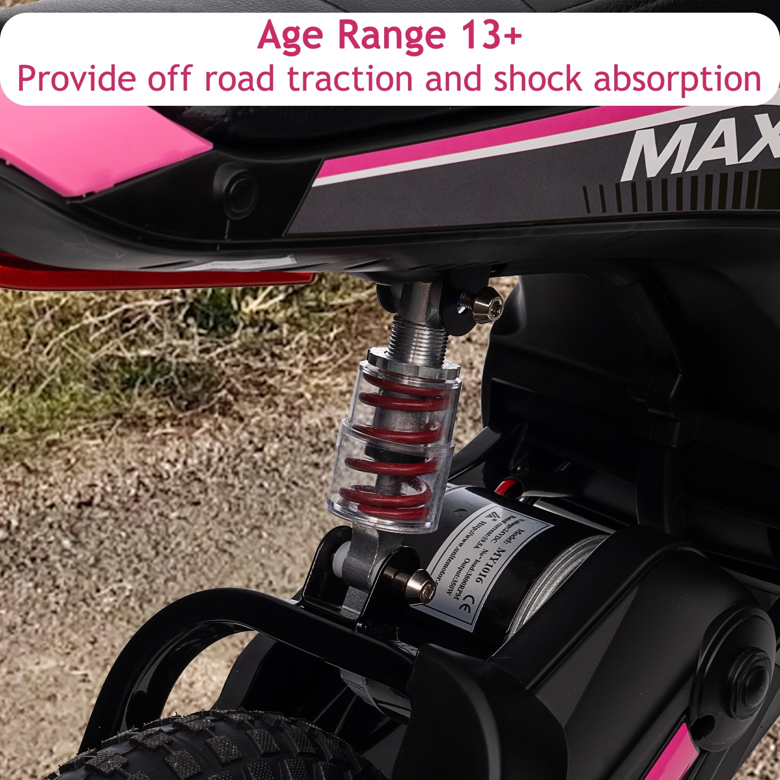 EastVita 24V Electric Dirt Bike, Kids Ride on Racing Electric Motorcycle-with a 7/8/9 Number Tag Up to 14.29MPH, 350W 3-Speed Modes Ride on Bike Car Toys
