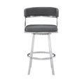 thumbnail image 2 of Ava 26 Inch Swivel Counter Stool Chair, Open Back, Steel, Gray Faux Leather- Saltoro Sherpi, 2 of 5