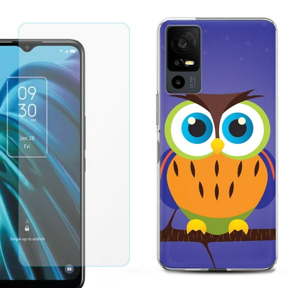OneToughShield ® for TCL 40 XE 5G Shockproof Fashion Phone Case, with Tempered Glass Screen Protector - Night Owl