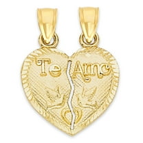 10k Gold "Te Amo" Breakable Heart Pendant, Jewelry to Share with a Loved One