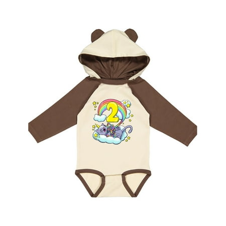 

Inktastic 2nd Birthday Unicorn Cat Rainbow Gift Baby Boy or Baby Girl Long Sleeve Bodysuit
