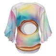 thumbnail image 6 of Rainbow Tie-Dye Donut Women's V-Neck Blouse With 3/4 Ruffled Bell Sleeves Casual Top Ladies Blouses, 6 of 7