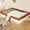 Brown+White, variant on Twin Size Upholstered Floor Bed with Fence, 2-Tier Steps and Smart LED Lights, Corduroy Toddler Bed Platform Bed Frame with Guardrails and Wood Slats