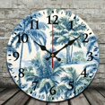 thumbnail image 2 of Chilfamy Wooden Wall Clock with Palm Trees Tropical Print, Decorative Wall Art for Living Rooms, Kitchens, Dorms, 10 Inches, Silent Non-Ticking Design 10x10in, 2 of 8