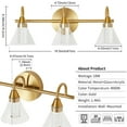 thumbnail image 2 of 3-Lights Bathroom Light Fixtures Gold Vanity Light Over Mirror with Glass Shades (Include Crystal LED Light), Wall Sconce Lighting for Bathroom Bedroom Living Room, 2 of 4
