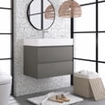 thumbnail image 2 of Alice 30" Wall Mounted Floating Bathroom Vanity in Gray with White Basin, 2 of 13
