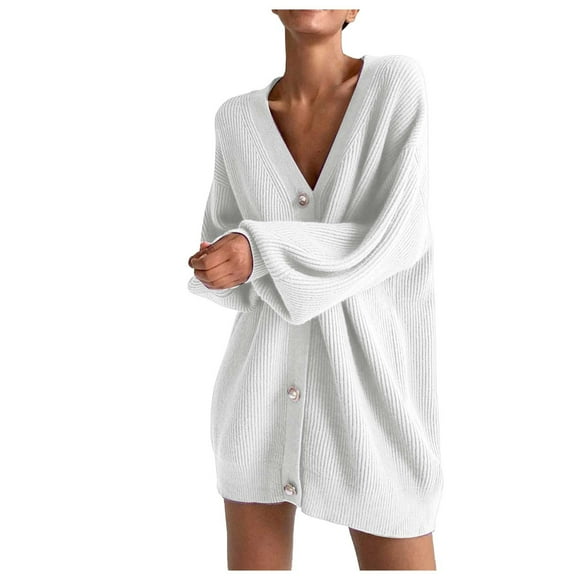 Babysbule Womens Cardigans Clearance Fashion Women's Casual Long Sleeved Solid Knitting Pearl Buttons Sweater Women's Top Clearance Blouse