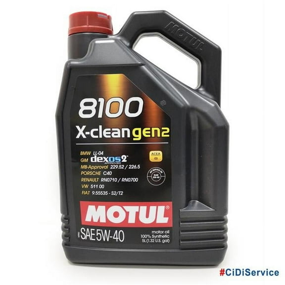 Motul MOT-109762 5 Liter 8100 X-Clean GEN2 5W-40 Synthetic Engine Oil