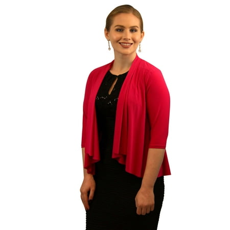 Leather Womens Bolero Jacket - SleekTrends Womens 3/4 Sleeve Cascading Long Back Bolero Jacket