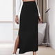 thumbnail image 1 of Faldas largas Falda básica con abertura lateral Color sólido Mujer Estilo sexy Diseño simple Traje de vacaciones Cgtredaw Negro T S para Mujer, 1 of 8