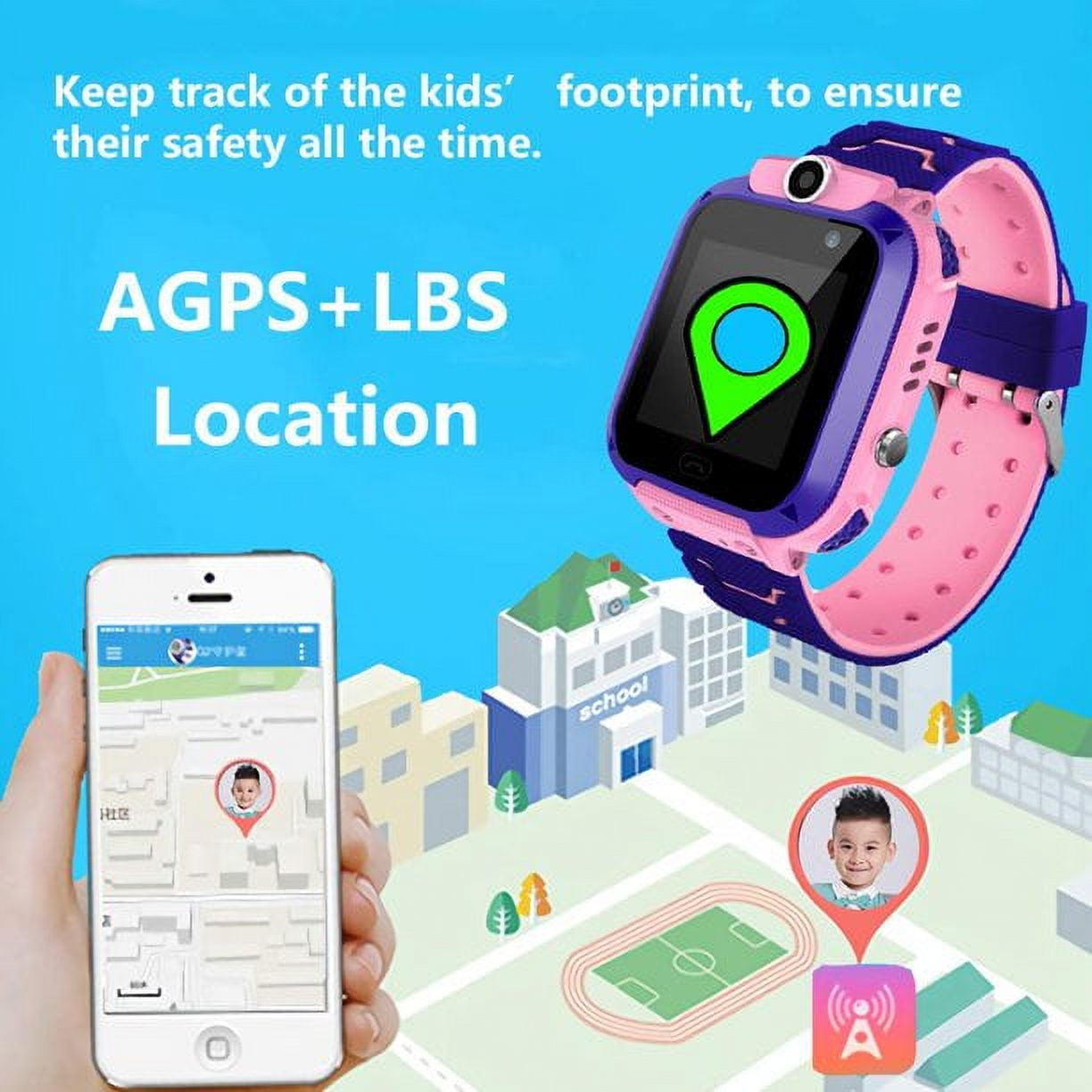HLONK Kids Waterproof Smartwatches,AGPS Tracker SOS Call Voice Chatting Two Way Call Smart Watch Phone with Games Touch Screen for Children 3-12 Girls Boys Christmas Birthday Gift