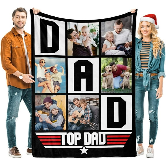 Custom Blanket Christmas Blanket Gifts for Women/Men/Mom/Dad/Girls/Kids Multiple Colors Sizes Soft Flannel Personalized Customized Blankets with Photos Text Thanksgiving Birthday Presents
