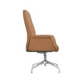 thumbnail image 4 of LeisureMod Summit Mid-Century Modern Office Chair in Faux Leather and Aluminum Frame with Adjustable Height and Swivel (Acorn Brown), 4 of 5