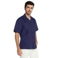 thumbnail image 3 of 9 Crowns Essentials Men's Guayabera Button Down Shirt (Navy, Large), 3 of 5
