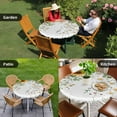 thumbnail image 3 of Country Flower Round Fitted Tablecloth with Elastic Edge Watercolor Yellow Sunflower White Daisy Green Leaf Table Cover Fit for 45"-54" Tables Waterproof Tablecloths for Dinner Camping Picnic, 3 of 9