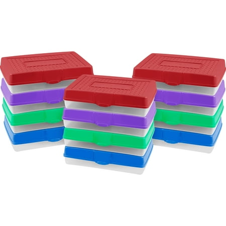 Storex Large Pencil Case, Assorted Colors, 12-Pack