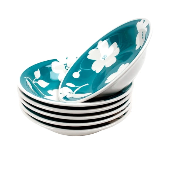 6 Platos Soperos Vermelha Ceramica Decorado Vencort 700 Ml
