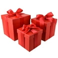 thumbnail image 2 of Homeford Nested Square Gift Boxes, Red, 5-inch, 6-inch, 7-inch, 3-piece, 1.5-inch Red Satin Ribbon, 2 of 4