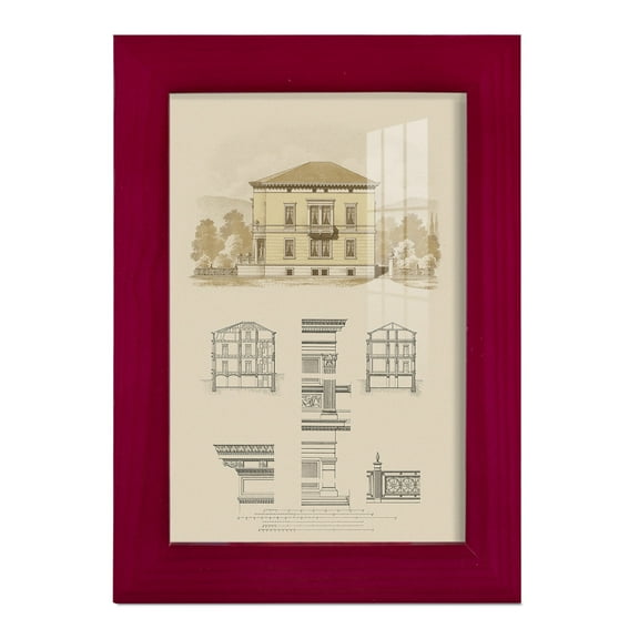 Estate and Plan II -Framed Print w/glass-Cherry Red