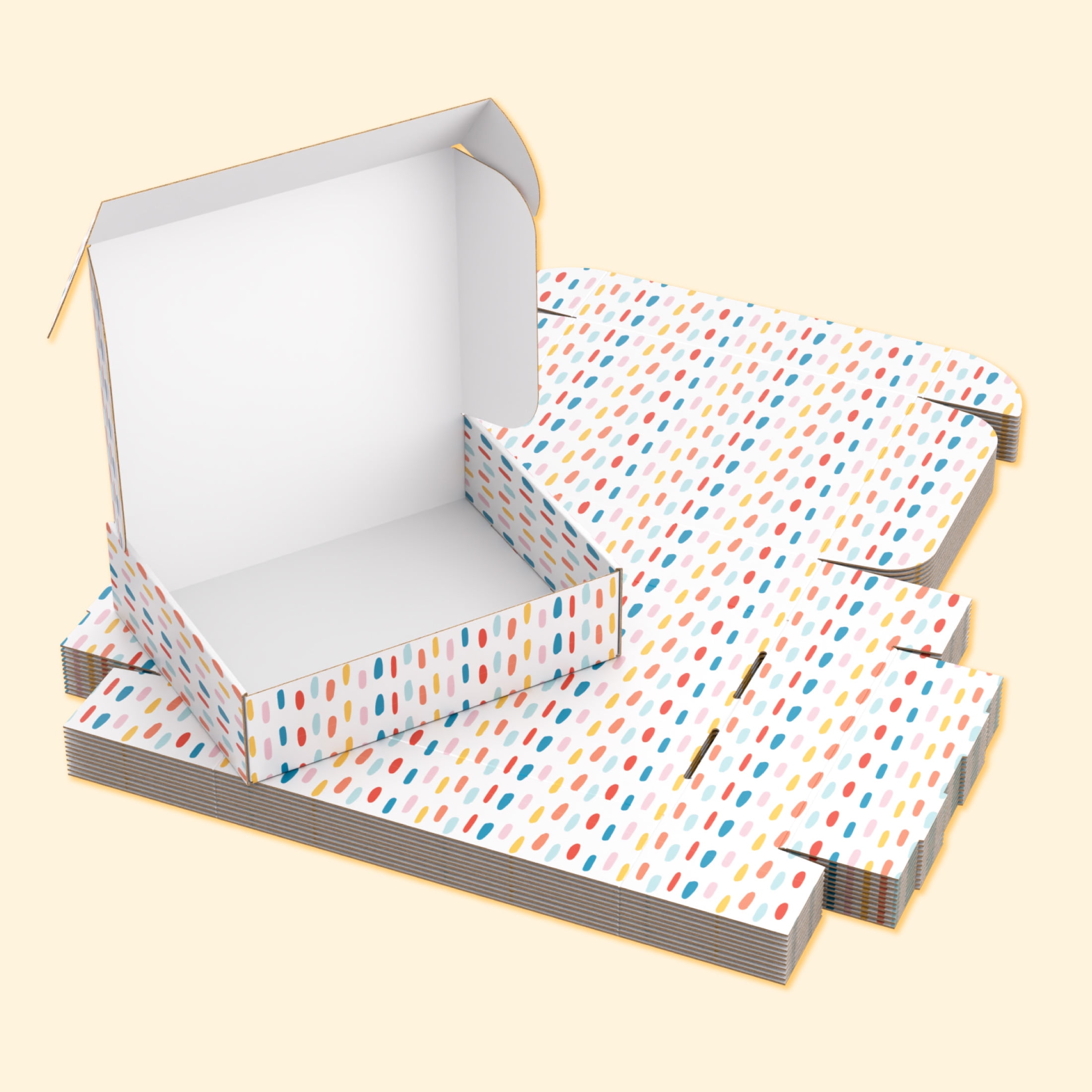 Printed Decorative Mailing, Shipping and Gift Boxes, Tuck Top Closure, 11.25” x 9” x 3”, Confetti Print, 12 -Count Pack
