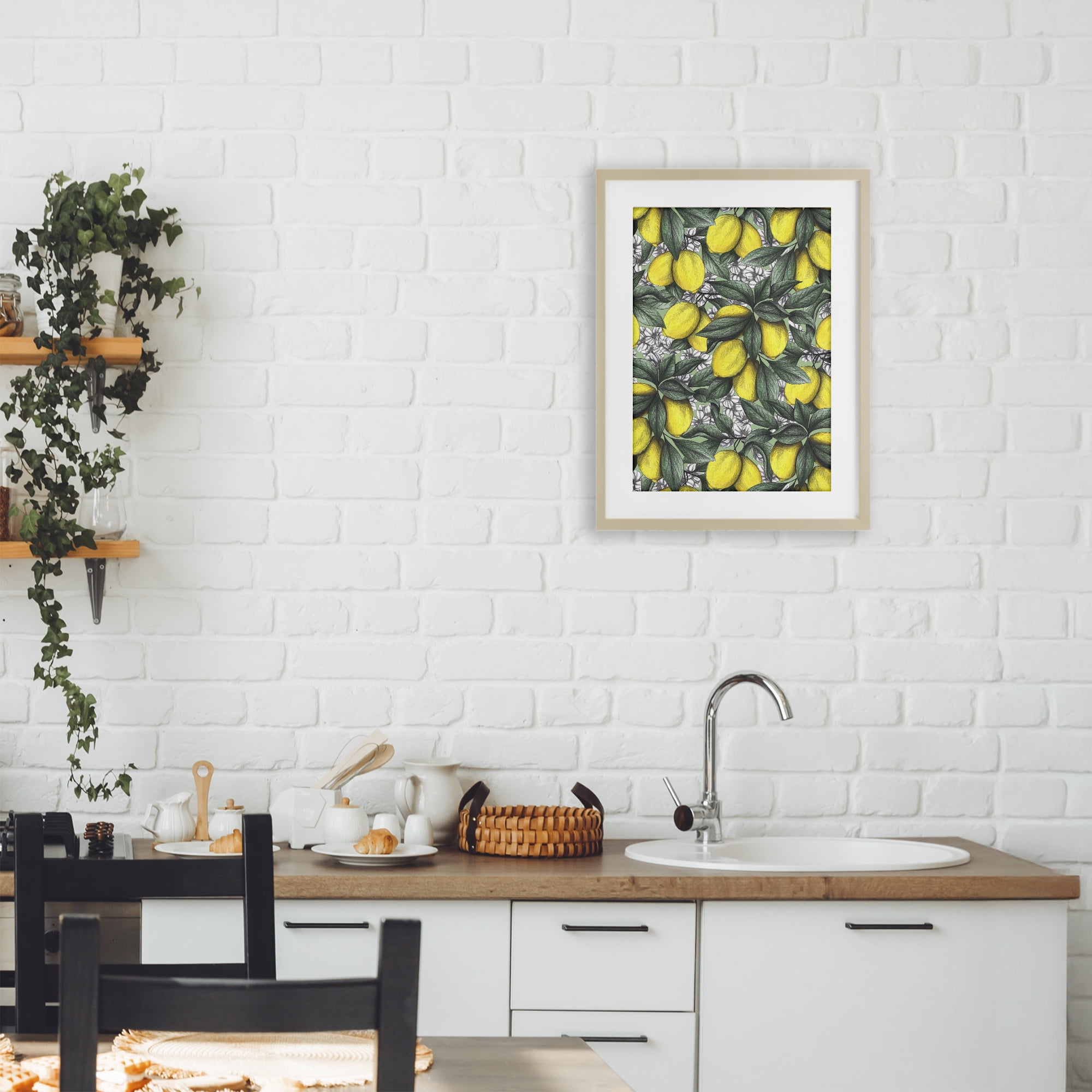 Under The Lemon Tree Birch Framed Print Under Glass, design by Cecilia Battaini
