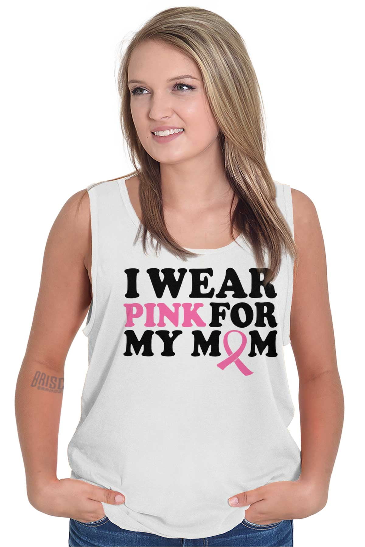 Brisco Brands - Breast Cancer Awareness Tank Tops T-Shirts Tees For Womens Wear Pink For My Mom 