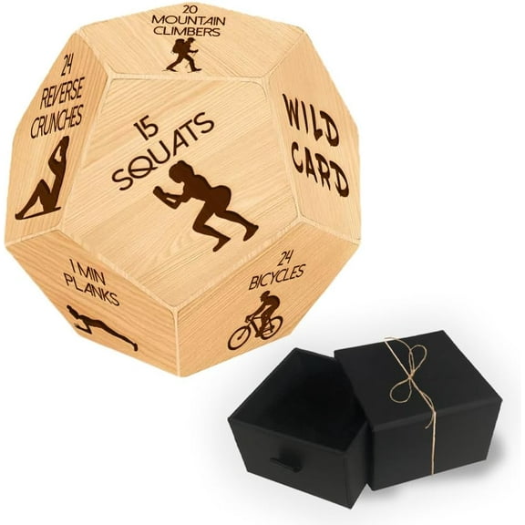 Exercise Decision Dice Fitness Dice Wooden Decision Sieve with Velvet Packing Pouches Cycling Sports Game Dices Gifts for Him Her Women Men Friend CoupleMixed Color