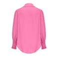 thumbnail image 6 of Nxznwn Women's Smocked Cuffed Oversized Shirt with Pocket Casual Collared Long Sleeve Blouse Business Work Tops for Pocket Shirred, 6 of 7