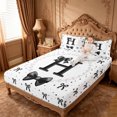 thumbnail image 3 of meiyoeat Cute Coquette Bow Bed Sheets For Kids,Black Ribbon Bowtie Initial Letter H Full Size Sheets,4-Piece, 3 of 6