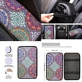 thumbnail image 4 of Jeiento Boho Mandala Car Seat Cover Full Set with Steering Wheel Cover Seat Belt Pads Cup Holders Keychain Auto Accessories Universal Fit for Most Cars SUV Van Truck Sedan, 4 of 9