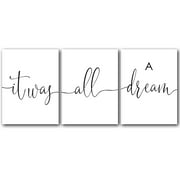 It Was All A Dream, Set of 3, Posters, Minimalist Art, Typography Art, Bedroom Wall Decor