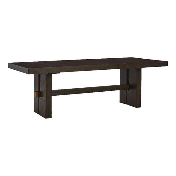 Bowery Hill Rectangular Wood Dining Extension Table in Dark Brown
