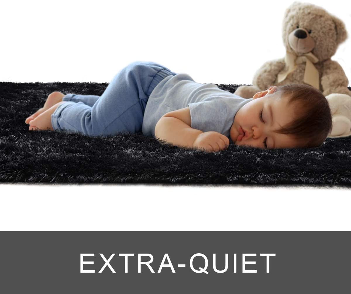 Noahas Soft Fluffy Area Rug for Living Room Bedroom Shaggy Accent Carpets for Kids Girls Rooms Black,4x6ft