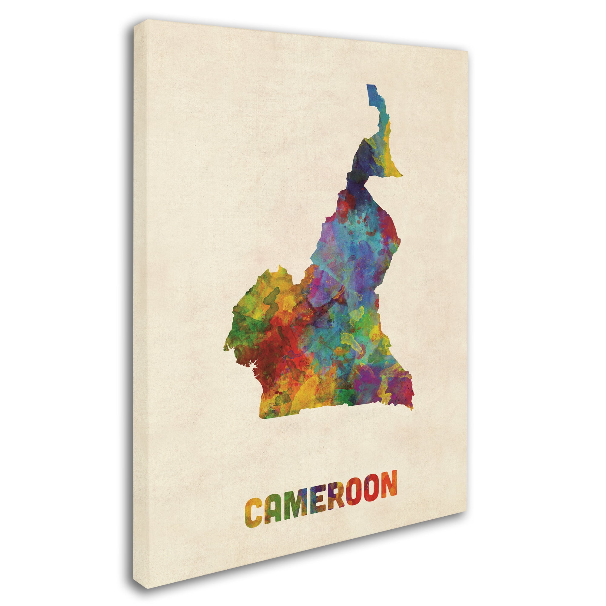 Trademark Fine Art 'Cameroon Watercolor Map' Canvas Art by Michael Tompsett