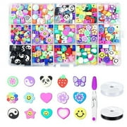 Clay Beads Set For Jewelry Making Diy Beaded Bracelet Necklace Accessories Kit Cute Fruit Smile Resin Beads