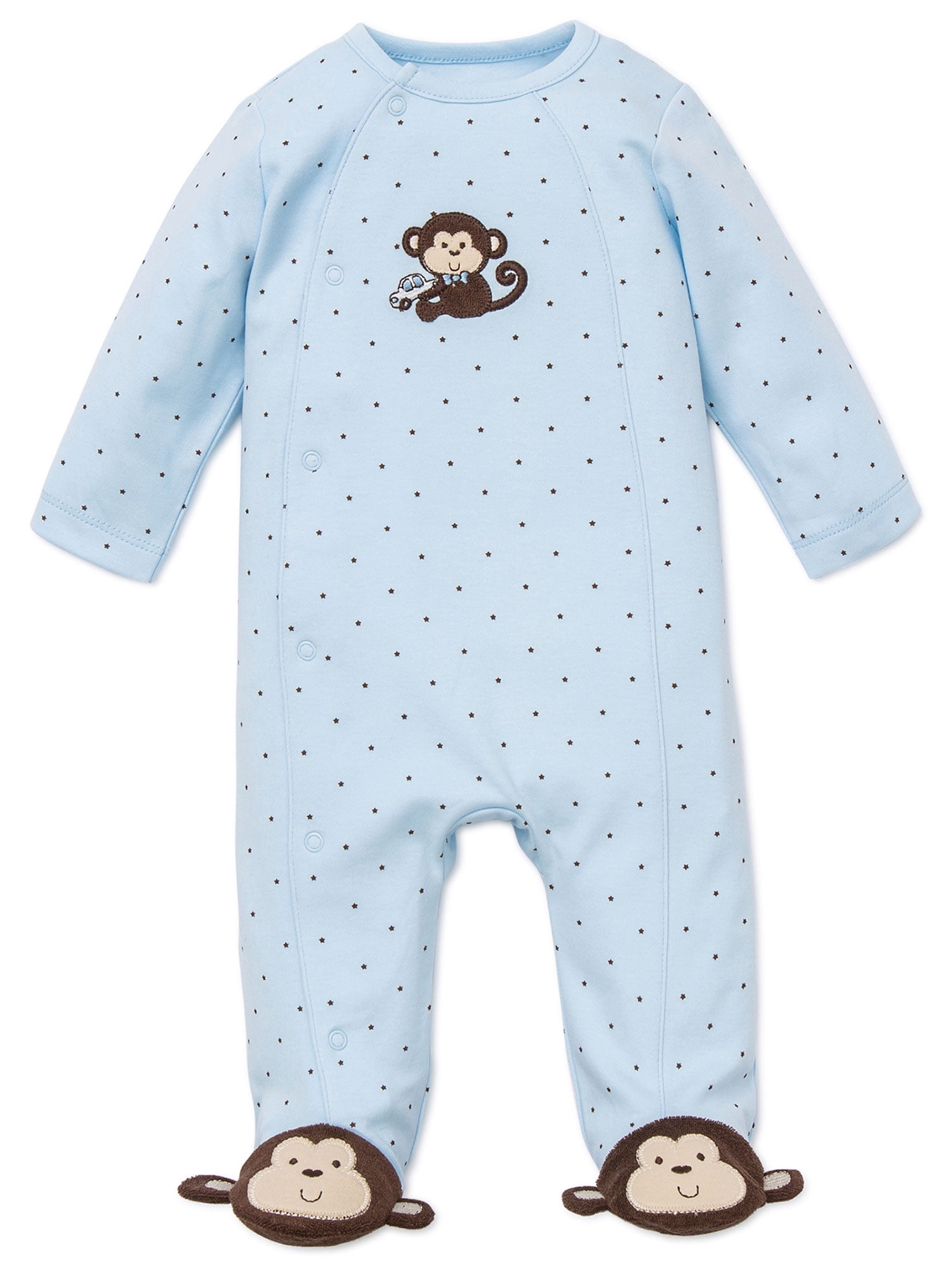 Kids Essentials Baby Boy Sleepsuit Romper Playsuit with Feet 3 Pack 