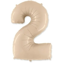 42 inch Number 2 - Party Brands - Satin Cream Foil Mylar Balloon - Party Supplies Decorations