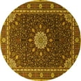 thumbnail image 1 of Ahgly Company Machine Washable Indoor Round Medallion Yellow Traditional Area Rugs, 4' Round, 1 of 4