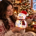 thumbnail image 7 of Glowing Snowman Plush, White with Red and Green Accents, Delightful Tabletop Christmas Decor Christmas Indoor Decor for Mantel Displays, Snowman Ornaments Multicolor, 7 of 7