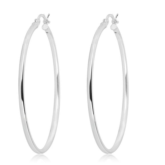 AVORA 925 Sterling Silver Classic Polished 2mm Tube Hoop Earrings