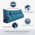 thumbnail image 3 of Rounuo Bed Wedge Pillow for Headboard, King Triangular Reading Pillow Linen Large Bolster Backrest Support Upholstered Lumbar Cushion Blue 76"x20", 3 of 7
