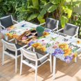 thumbnail image 2 of Spring Dog Table Cloths for 8 Foot Rectangle Tables, Vintage Watercolor Botanical Floral Sunflower Patio Waterproof Elastic Fitted Tablecloths, Washable Rectangular Table Cover for Camping, 2 of 8