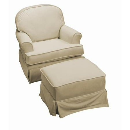 The Rockabye Glider Co Round Back Micro Fiber Kid's Glider in Beige