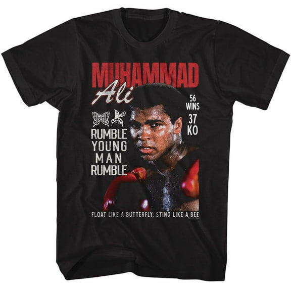 Muhammad Ali Sweat Photograph Black Adult T-Shirt S