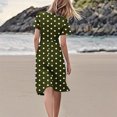 thumbnail image 4 of Efsteb Womens Knee Length Dresses Bohemian Summer Short Sleeve Fashion V Neck Sundress Polka Dots Dress (Army Green,XL), 4 of 6